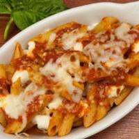 Baked Ziti · Penne pasta baked in tomato sauce with ricotta and mozzarella cheese.