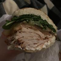 Da Critic Sandwich · Pepper turkey, bacon, spinach, avocado, tomatoes, pickles and cream cheese spread on wheat b...