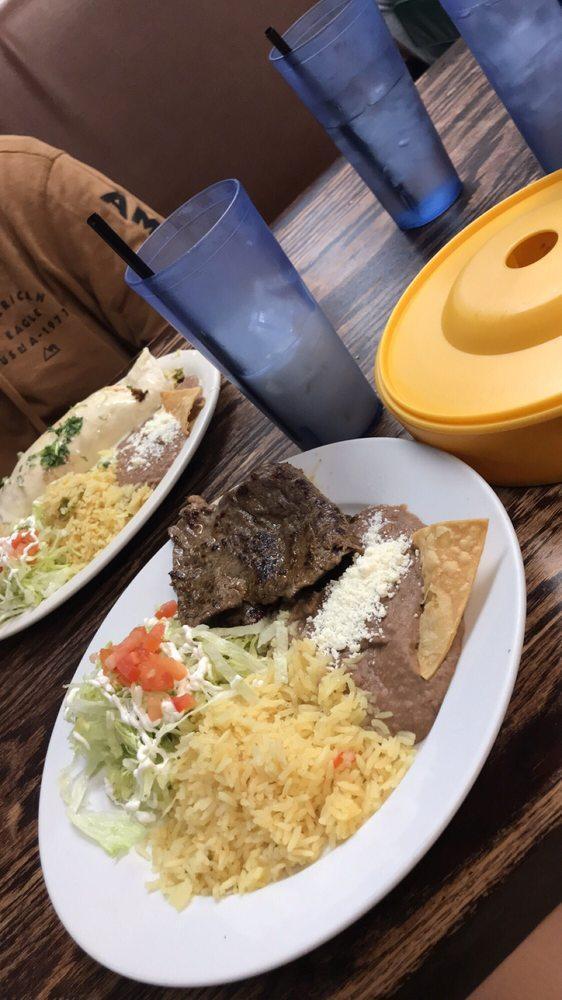 Carne Asada · A thinly sliced and slightly seasoned Skirt Steak fillet with a side of rice, beans, salad and home made tortillas.