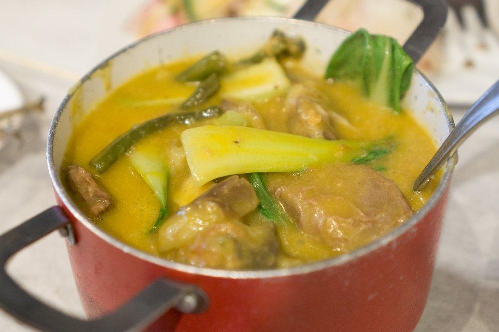 Kare Kare · Oxtail cooked in a peanut butter sauce served with Asian vegetables and shrimp paste. Served with rice.