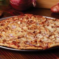 BBQ Chicken Pizza · Our BBQ Chicken pizza with BBQ sauce and red onions (2pc serving size. 200-260 cal.)