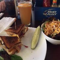 Chesapeake Grilled Cheese Sandwich · Tomato, bacon, cheddar, provolone and crab cake between 2 slices of grilled Texas toast.