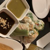 2 Summer Rolls · Purple and white cabbage, carrots, peppers, mint, Thai basil, and vermicelli noodle, all rol...