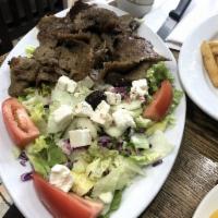 Gyro Platter · Served with choice of side, pita, salad and tzatziki.