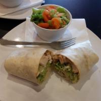 Low Carb Caesar Wrap · Romaine lettuce, zero carb Caesar dressing topped with a Parmesan cheese in a white wrap. Se...