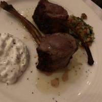 Grilled Australian Lamb Chops · Peppered with a button mushroom sauce.