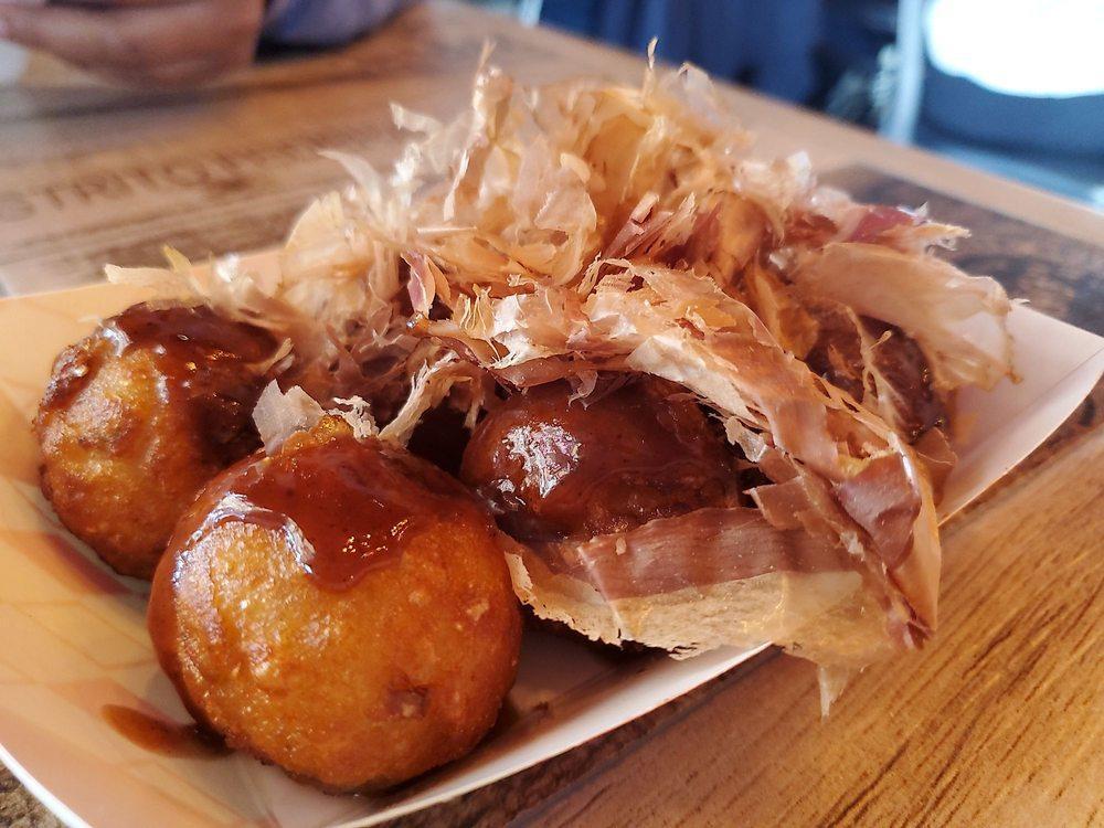Takoyaki · Batter made from octopus and shapped into a ball. 