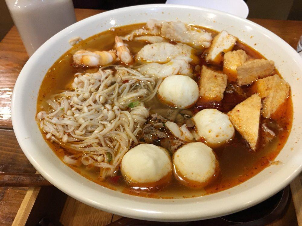 N7 Mega Hot Pot · Hot Pot with beef slices, lamb slices, chicken slices, shrimp, fish slices, fish tofu, fish ball, Chinese mushroom, bok choy, and cabbage. 大杂烩