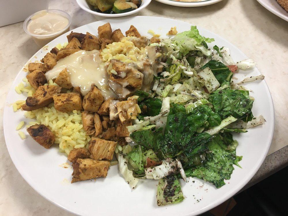 Lebanese Chicken, Rice and Salad Plate · 