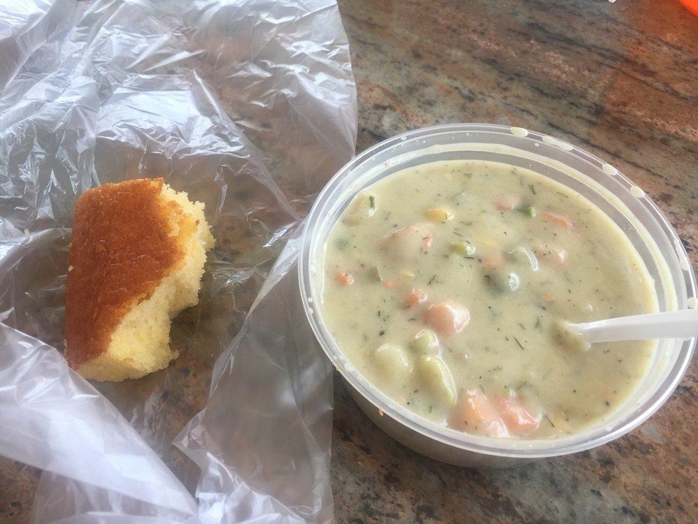 Salmon Chowder · A creamy blend of Alaskan wild salmon, red potatoes and vegetables. Gluten-free.