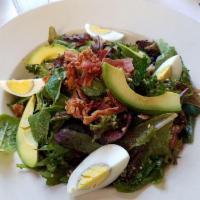 Cobb Salad · House Blend Lettuce, Tomatoes, Bermuda Onion, Avocado, Bacon, Gorgonzola, Hard-boiled Egg; B...