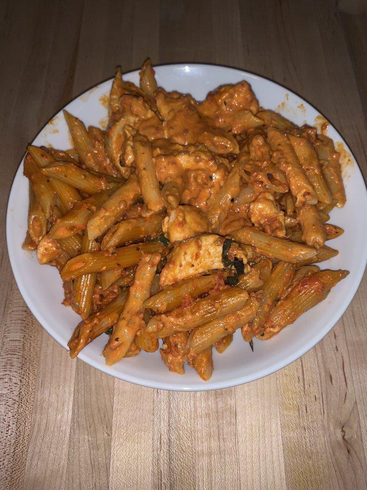 Penne Vodka · Penne in a homemade light tomato cream sauce with pancetta and a hint of vodka.