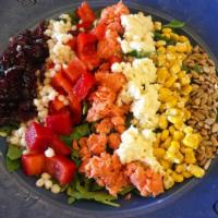 Chopped Salad · organic arugula, pearl couscous, all-natural feta, red peppers, dried sweet corn, dried cran...