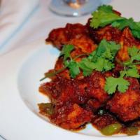 Gobi Manchurian · Crispy cauliflower florets tossed in a spicy, sweet and tangy Manchurian.