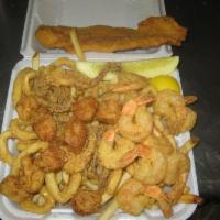 Fried Seafood Combo Dinner · 