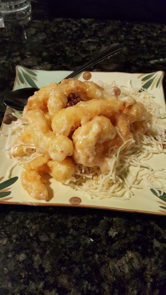 Honey Walnut Shrimp · Lightly battered shrimp tossed in our creamy sauce topped with our house glazed honey walnuts. Served with jasmine rice.