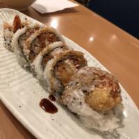 Shrimp Tempura Roll · 5 pieces. Shrimp tempura, avocado, cucumber, crab meat, and cream cheese. Served with eel sa...