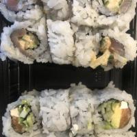 Spicy Yellowtail Regular Roll · Cucumber and yellowtail with spicy mayo.