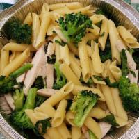 Paradise Pasta · Penne pasta, chicken, broccoli buds, basil, Romano cheese. Tossed with olive oil and garlic....
