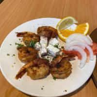 5 Grilled Shrimp and Feta · Tasty jumbo shrimp sauteed with lemon juice, garlic and olive oil. plated with feta cheese a...