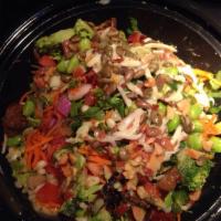 Brown Rice Bowl · Choice of protein with black beans, tomatoes, scallions, toasted sunflower seeds, mushrooms,...