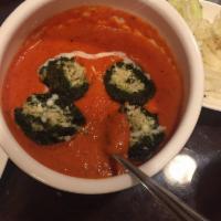 Shaam Savera · Spinach and cottage cheese koftas (rounds) cooked with Indian spices in a tomato based cream...
