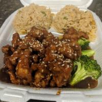Sesame Chicken · All-White or All-Dark Meat, (cannot mix types). Regular portion with steamed or fried rice.