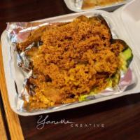 Ayam Kremes · Whole fried chicken with crunchy flakes.