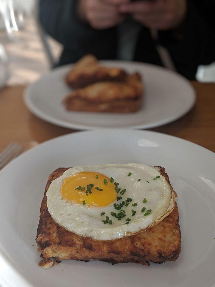Croque Madame · Ham, Gruyère, Bechamel, Topped with a Sunny Side Up Egg