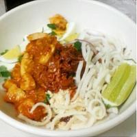 Chicken and Thick Rice Noodle Salad · 