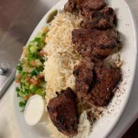 Beef Kabob · Chunks of Beef marinated with Afghan spices. Grilled to perfection
Served with naan ,rice an...