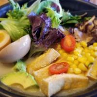 Vegetarian Ramen · Vegetable dashi base soup, bok choy, cherry tomato, shiitake mushroom, avocado, bean sprout,...