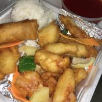 Sweet and Sour Chicken · it isn't just white meat, it is the tender strip  of the chicken .breaded fried with the swe...