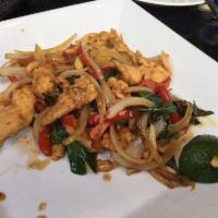 Thai Basil · Your choice of protein tossed with fresh basil and Thai Chili in a soy hosin reduction with ...