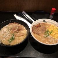 Miso Ramen · Rich pork broth blended with a hokkaido; miso and garlic paste. It comes paired with wavy no...