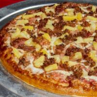 Hawaiian Pizza · Ham, pineapple, bacon and mozzarella cheese.