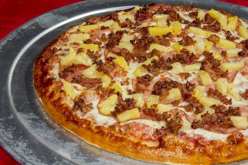 Hawaiian Pizza · Ham, pineapple, bacon and mozzarella cheese.