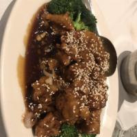 Sesame Chicken · Crispy chunks of chicken stir-fried in special spicy sauce with sesame. All white meat avail...