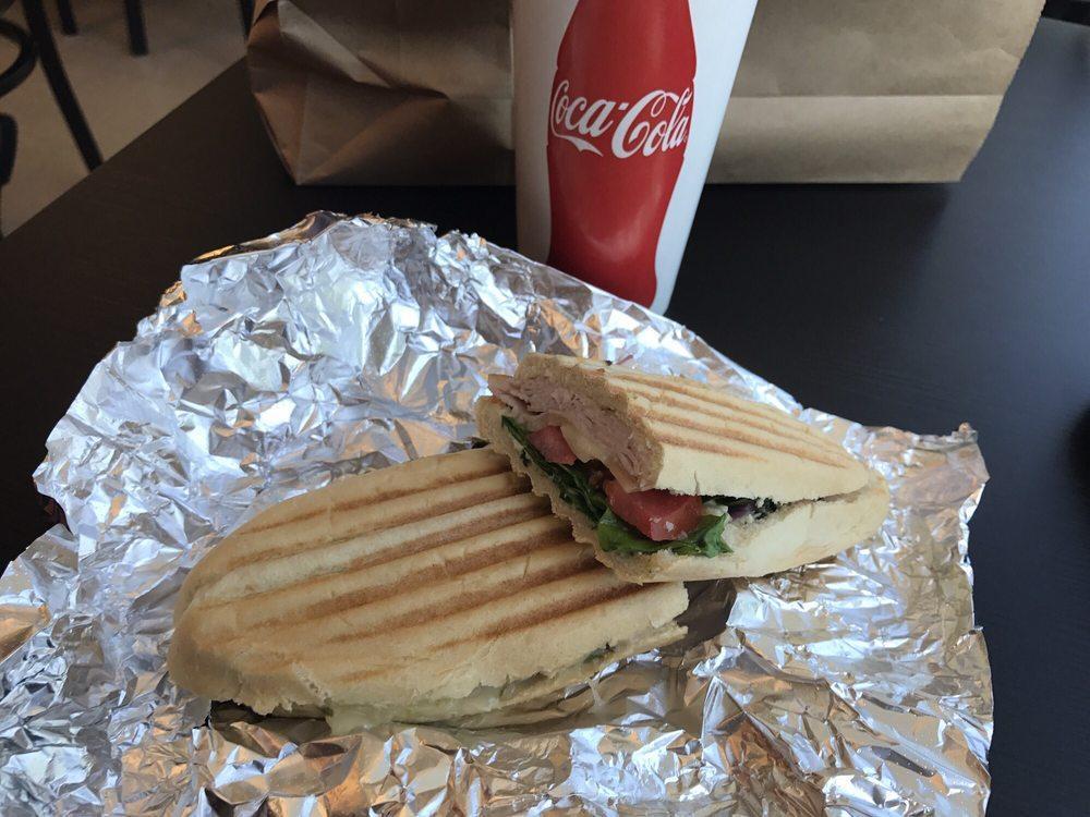 Turkey Panini · Turkey, pesto sauce, red onions, tomato, spinach & provolone cheese served on wheat or white roll.