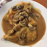 Chicken Marsala · Served with either spaghetti with tomato sauce, or soup or salad.