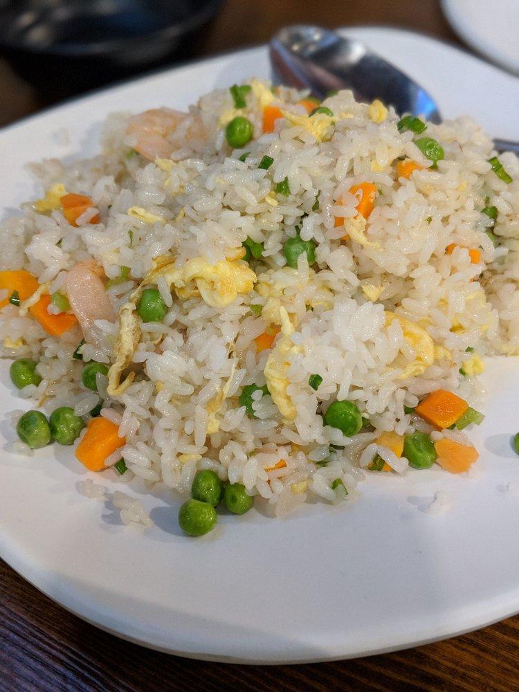 Shrimp Fried Rice · Fresh shrimp, eggs, green onion, carrot, and peas.