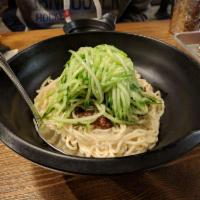 Zha Jiang Noodles · Kurobuta pork, soy bean sauce, cucumber, and cilantro.