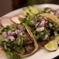 Soft Street Tacos · Corn tortilla, choice of vegan meat, onion, cilantro, lime and choice of salsa.