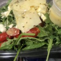 Spinach Salad · Baby spinach, arugula, feta cheese, and lemon vinaigrette.