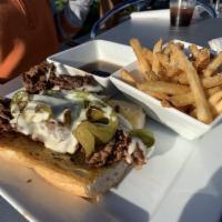 Italian Beef Sandwich · In house roasted sirloin beef topped with melted Bacio mozzarella cheese. Served with a side...
