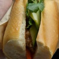Pork Meatball Banh Mi · Vietnamese style meatballs, house mayo, pickled carrots, cucumber, jalapeno, pepper, and cil...