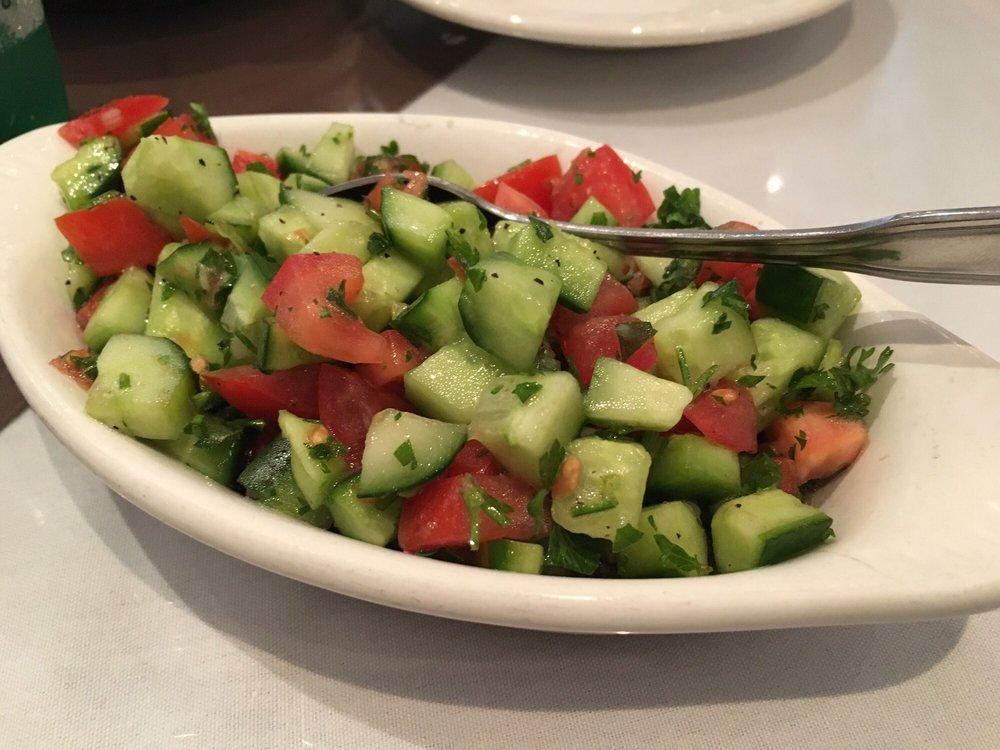 Shirazi Salad · Cucumbers, tomato, green onions with special dressing.