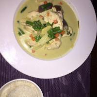 Green Curry · Choice of protein with lemongrass, eggplant, bamboo shoot, green beans, peas, carrots and ba...