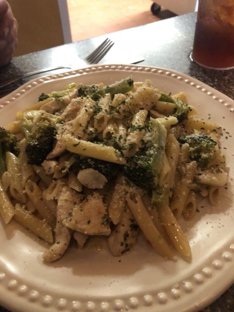 Ziti with Chicken and Broccoli · Made with freshly marinated chicken breast, broccoli and homemade creamy Alfredo sauce.