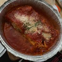 Lasagna · Homemade from scratch with 100% Beef, eggs,riccota cheese,mozzarella cheese,marinara sauce a...